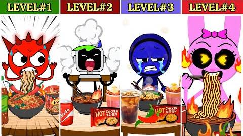 Sprunki Mukbang – 4 персонажа против 4 уровней острого рамена _ Кто выживет в жару! смотреть онлайн