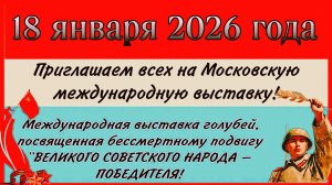 Приглашаем 18 января 2026 года. На Международную выставку голубей.
