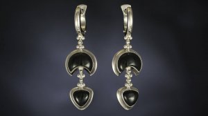 Серьги с черным агатом