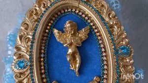 Овальный подвес с ангелочком на ёлку.