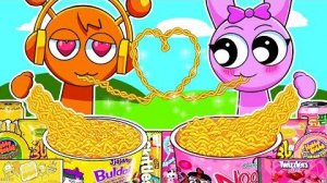 Incredibox Sprunki - Oren x Pinki Convenience Store Pink Orange Food ASMR | Mukbang Animation