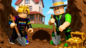 Выкопай задний двор в Роблокс! Мы с ДРУГОМ ИЩЕМ КЛАД! НО ОТКОПАЛИ ЗОМБИ под ЗЕМЛЕЙ!