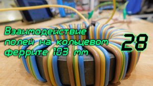 Взаимодействие полей на кольцевом феррите 103мм /28