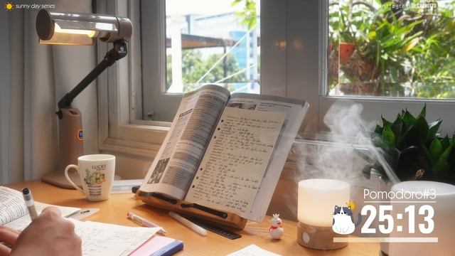 5 часов STUDY WITH ME ｜ Calm Piano｜ Sunny Day ｜ Pomodoro 50-10