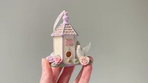 Ёлочная игрушка ГОЛУБКА ПАЛОМА У ДОМИКА, полистоун, 10 см, E0530-1