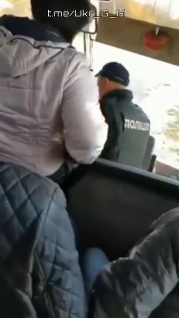 Пассажиры автобуса с интересом наблюдают за могилизацией водителя.