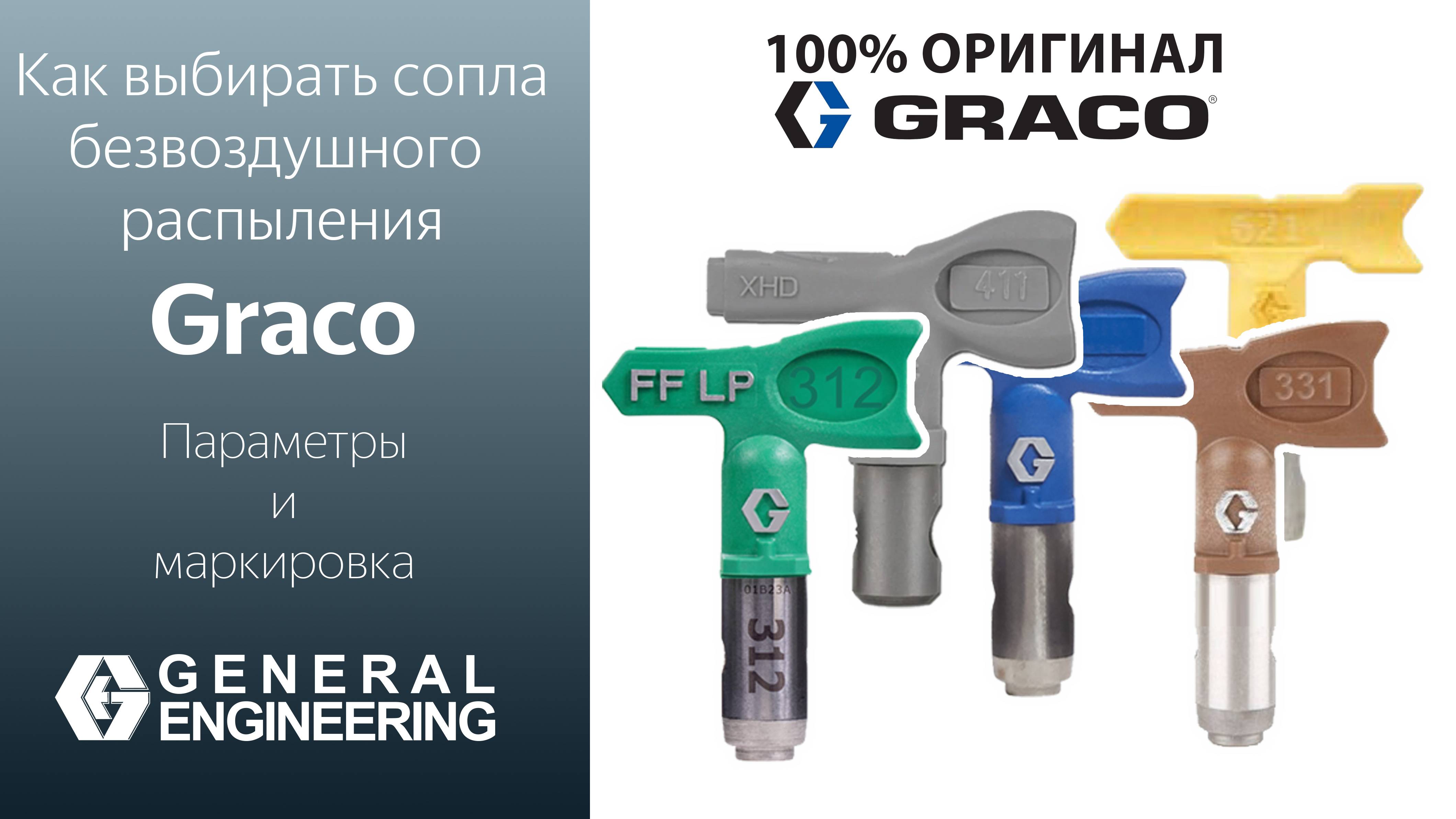 Сопла безвоздушного распыления Graco Как выбрать? ⚒ параметры, маркировка, цвета, назначение