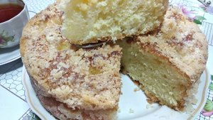 САХАРНЫЙ ПИРОГ СО СЛИВКАМИ. Рецепт на форму диаметром 22 -24 см.