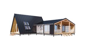 МодульДом К 96 (8x12,4) Комплектация №6 "Дом для постоянного проживания" с А-пристройкой 4,5х6м.