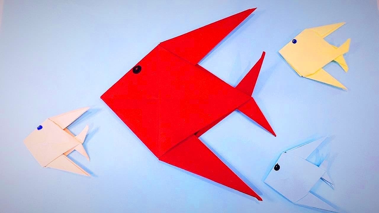 Рыбка из бумаги. Рыбка оригами. смотреть онлайн