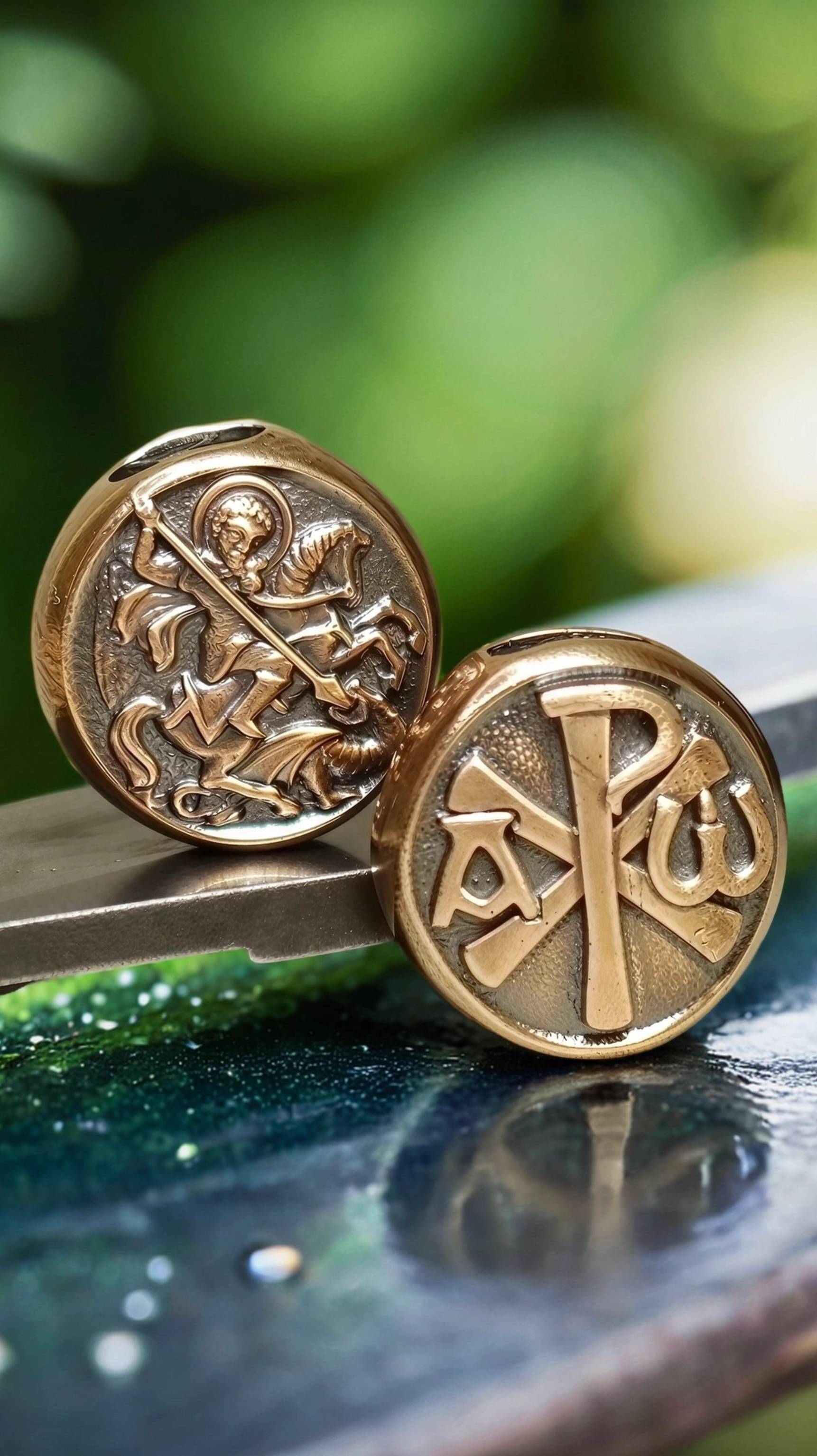 бусина " Святой Георгий"  бронза