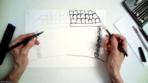 Рисуем двумя руками (упражнение - домик)