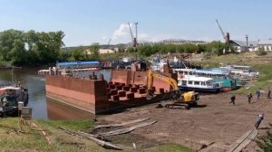 Аквалайт. Подъем плавдока  на пневматических ролик-мешках г. Лиски май 2023г.