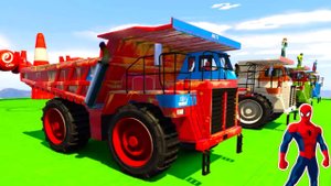 Человек-паук и Цветные Самосвалы Транспорт для Супергероев Мультики про машинки для детей и малышей
