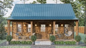 Уютный дом 5.5x9 м в загородном стиле! 💙 Каменный коттедж с 2 спальнями