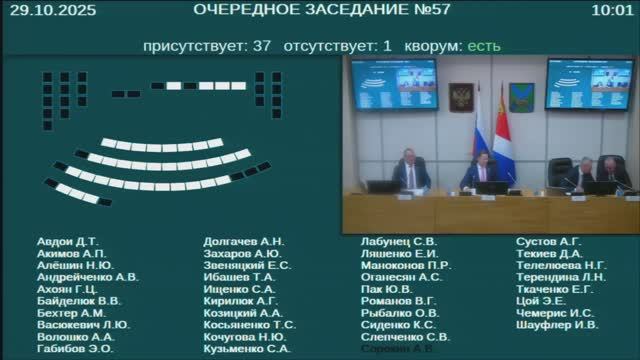 Заседание Законодательного Собрания Приморского края №57 29.10.2025 смотреть онлайн