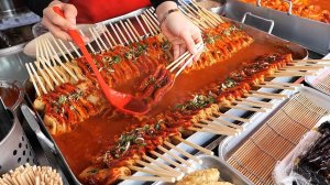 Острые котлеты из красной рыбы и жареные блюда, токпокки, котлеты из красной рыбы