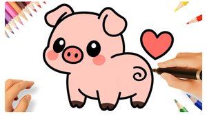 КАК НАРИСОВАТЬ ПРОСТУЮ КАВАИЙНУЮ СВИНКУ С СЕРДЦЕМ 🐷❤️