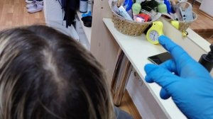 Интенсивное тонирование на отросшем блонд.