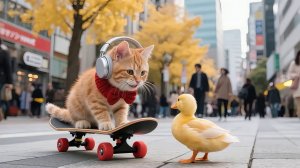 Как котик на скейтборде всем помогал