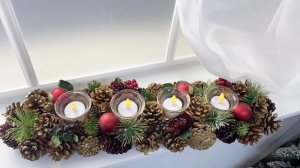 Подсвечник из шишек КОУНС, на 4 чайных свечи, 54 см, 1102414