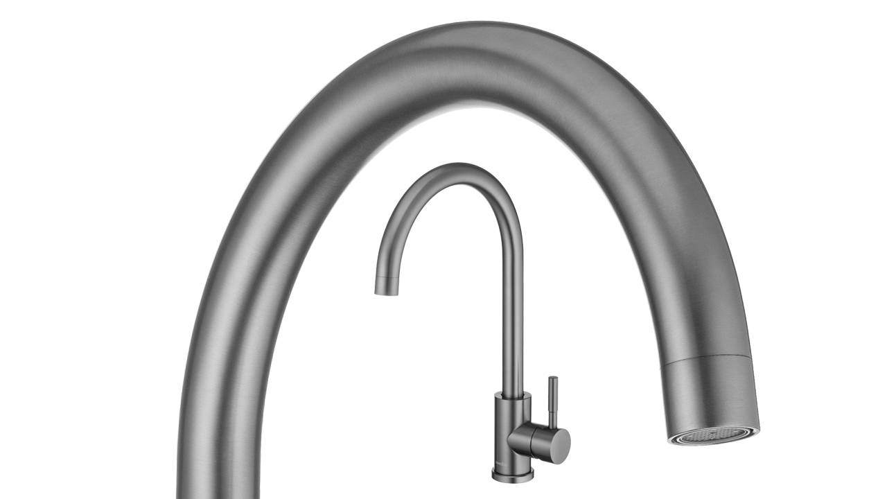 Распаковка смесителя для кухни Swedbe Selene в цвете графит 7441GT смотреть онлайн