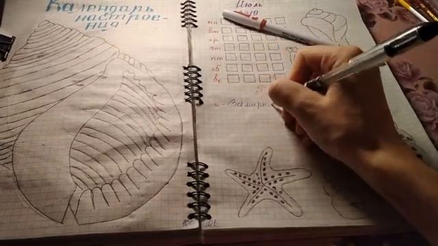 Разворот в ЛД календарь настроения на Июль. Идеи для разворотов.