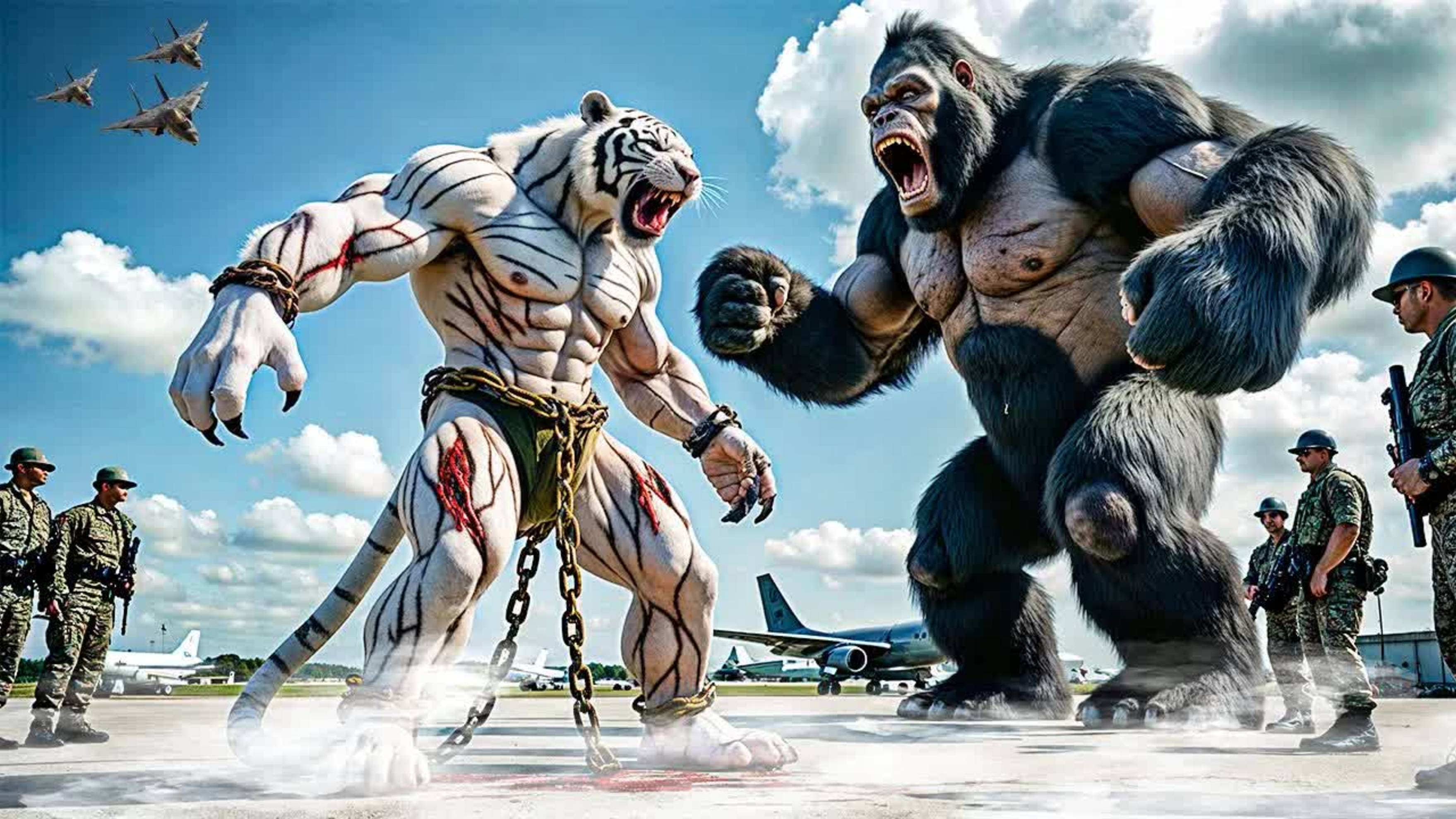 Кинг-Конг против Человека-Белого Тигра: Противостояние начинается на военном грузовом корабле смотреть онлайн