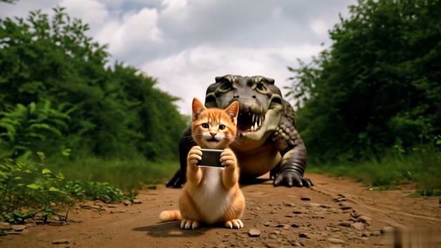 Кот Барсик в джунглях с другом крокодилом😌самые опасные животные созданные нейросетью 2026 смотреть онлайн