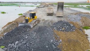 Строительство, дорога на озере, очередной обзор