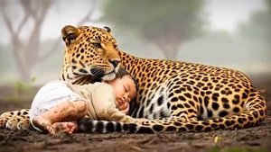 Между леопардом и гориллой после наводнения.