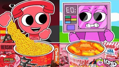 Incredibox Sprunki - Number Phone vs Lily Convenience Store Food Red Pink _ Mukbang Animation смотреть онлайн