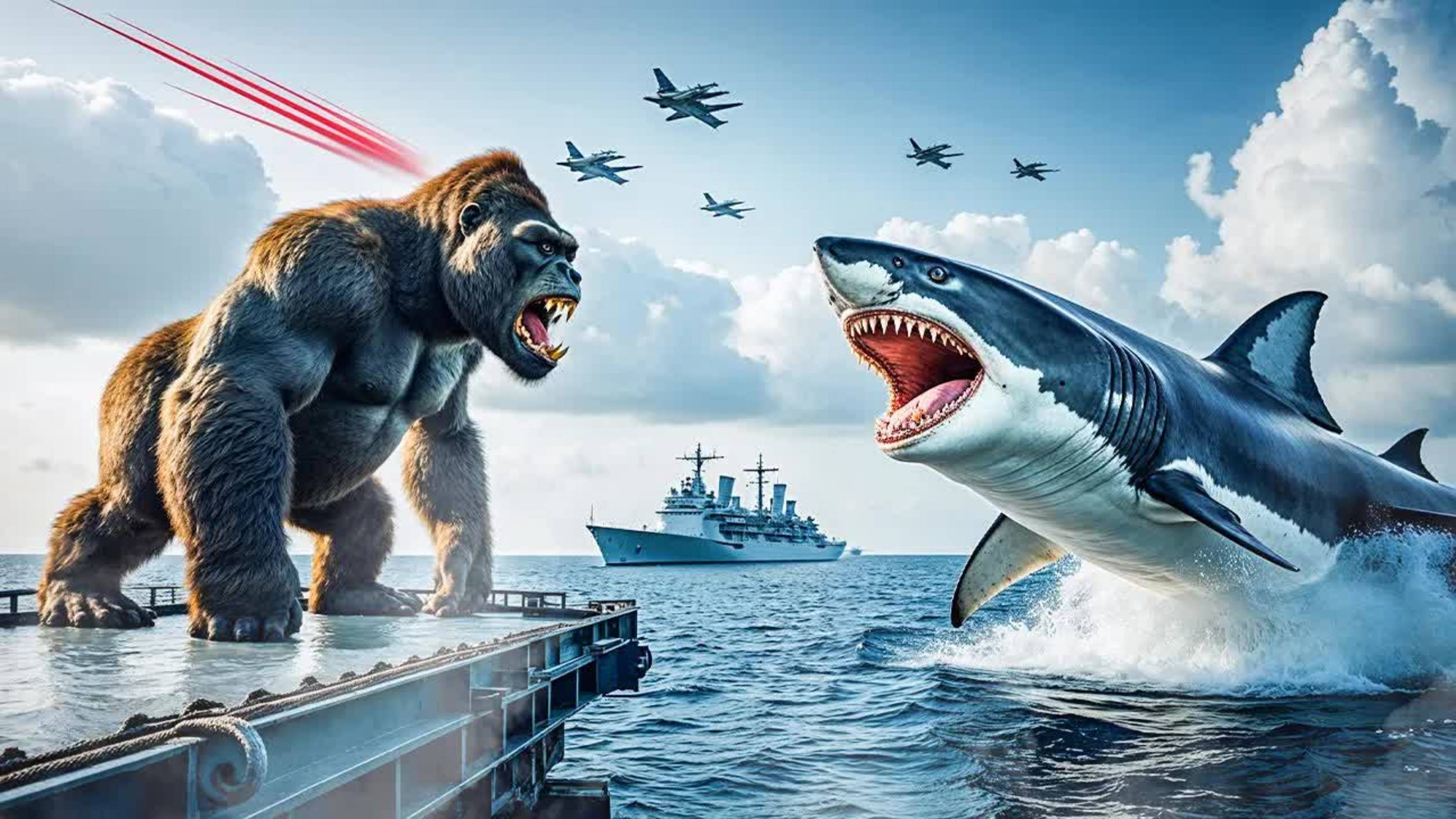 Кинг-Конг против МЕГАЛОДОНА: Глубины океана Морской бой! смотреть онлайн