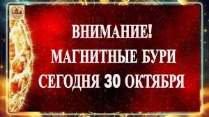 ВНИМАНИЕ! МАГНИТНЫЕ БУРИ СЕГОДНЯ 30 ОКТЯБРЯ 2025 ГОДА!