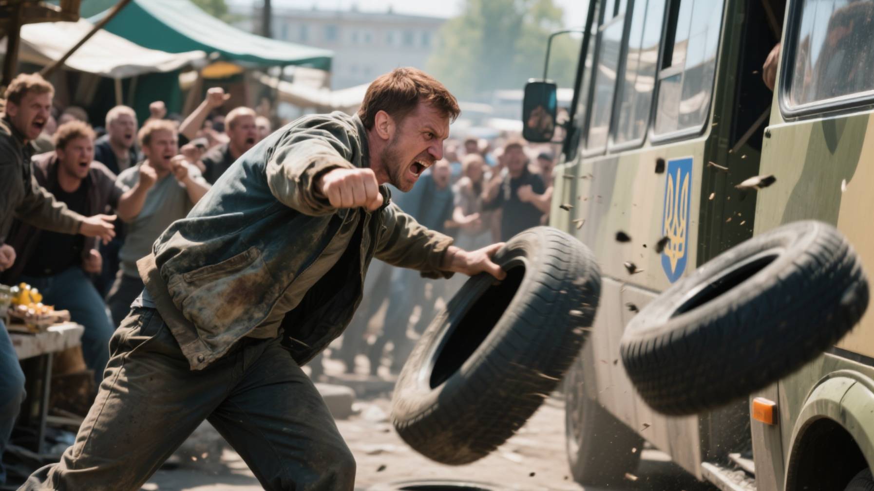 Бунт на рынке Одессы: толпа разгромила автобус ТЦК смотреть онлайн