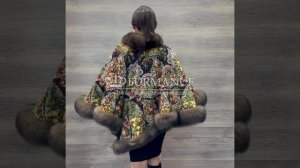 Классическое пончо из платка «Галина» с мехом песца, 39926
