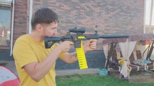 Пулемёт электрический, стреляет очередью, безопасные пули, вылетают гильзы. Код: 870979