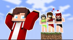 Парень остается наедине с девочками на одногом блоке в Майнкрафте