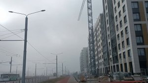 Строительство нового ЖК в тумане