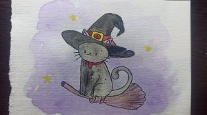 Рисунок акварелью / Волшебный котик