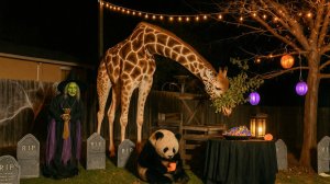 🎃Камера видеонаблюдения сняла: животные пугаются декораций на Хеллоуин (Halloween)