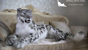 Снежный барс Эльбрус реалистичная подвижная мягкая игрушка