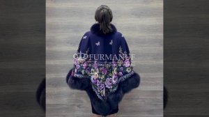 Классическое пончо с мехом песца, 39924