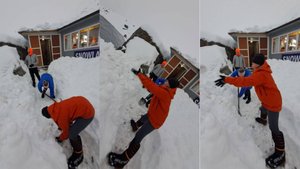 Группа Клуба 7 Вершин «Барсуки гангстеры» в селении Кхаре расчищает от дорожки возле своего лоджа