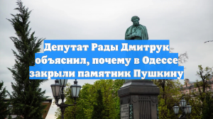 Депутат Рады Дмитрук объяснил, почему в Одессе закрыли памятник Пушкину