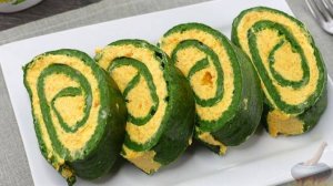 Нарядно и изысканно - идеально для праздничного стола! ШПИНАТНЫЙ БИСКВИТ С МОРКОВЬЮ