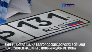 Номера с новым, 131, кодом региона белгородским водителям выдают с сентября