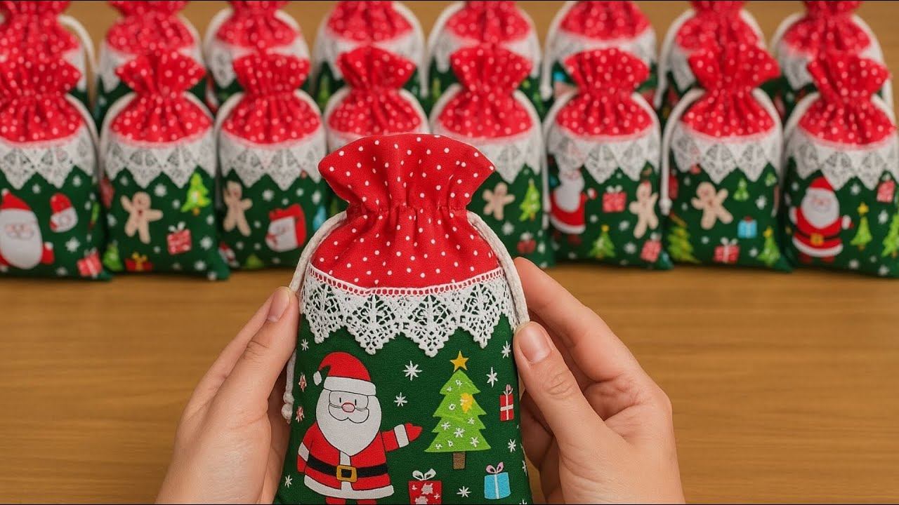 Сшить за 10 минут! Подарочные мешочки на Рождество своими руками ✨ смотреть онлайн