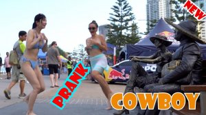 #ковбойский_пранк. Реакция бесценна. ЛОЛ. розыгрыш статуи