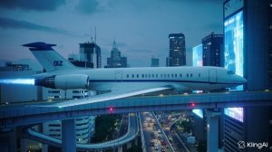 Как самолёт летит над городом?